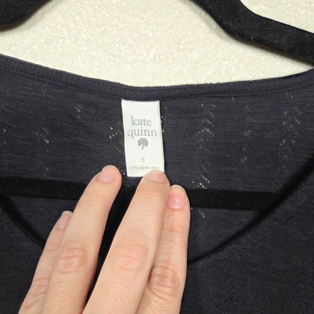 Kate Quinn Organic Cotton Pointelle Tops Bundle S M Gray Black Long Sleeve - Picture 6 of 8